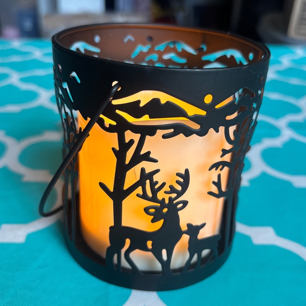 Gerson International LED Metal Lantern Home Decor OS Black New Deer Woodland Y2K